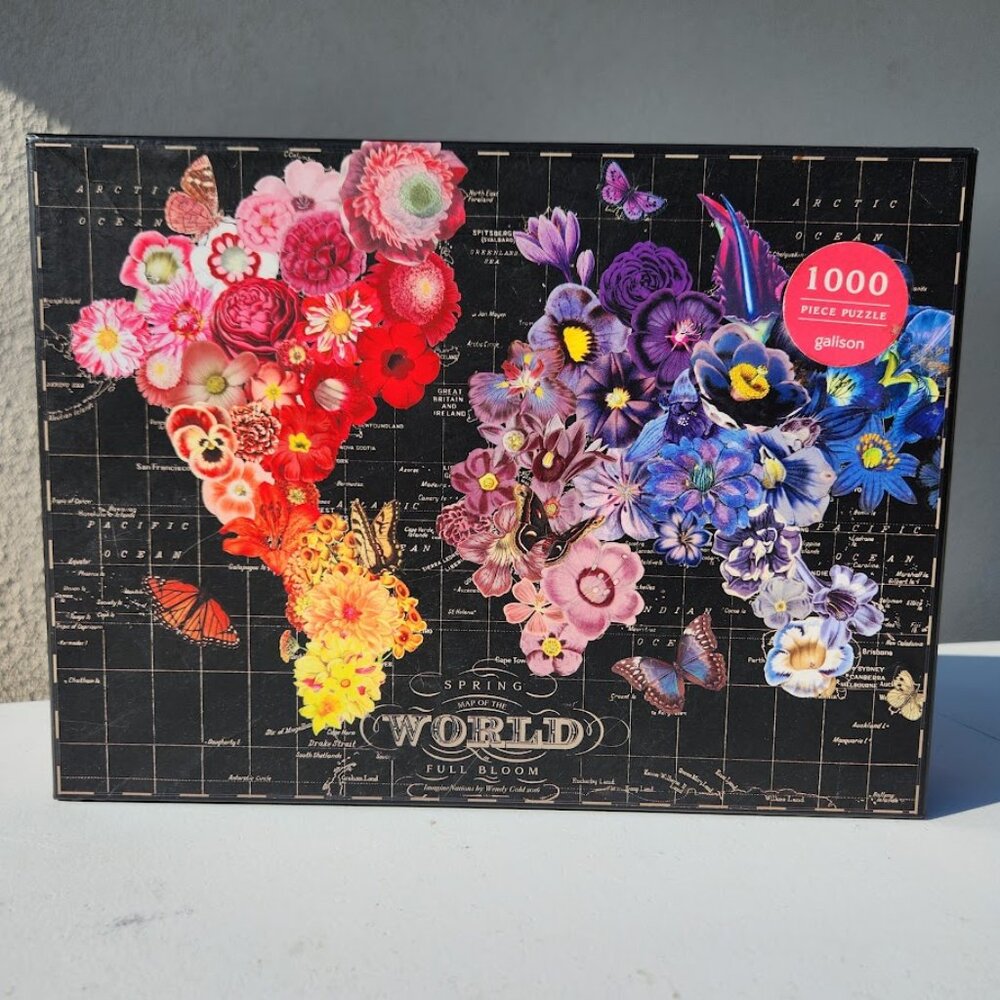 Galison Full Bloom World Map Jigsaw Puzzle 1000 Piece Flowers Spring